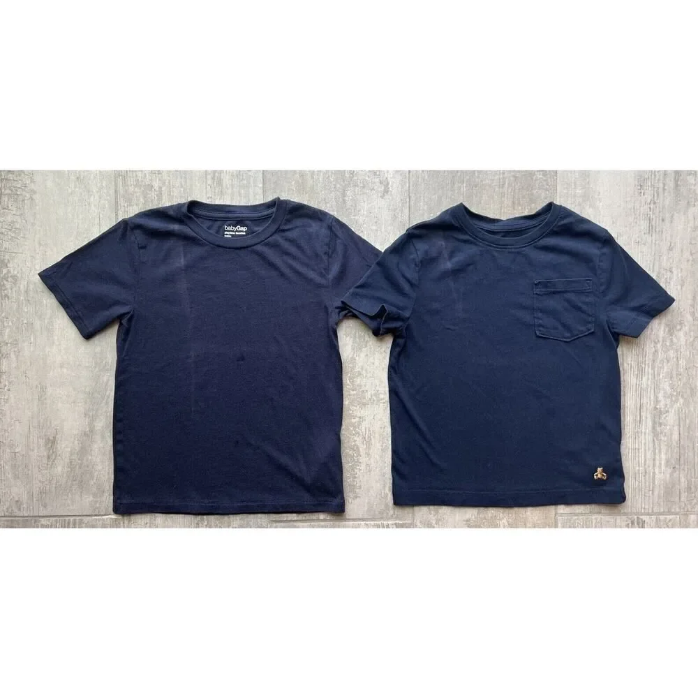 BABY GAP Lot Set of 2 Basic Crew Neck Pocket T-Shirt Cotton Casual Toddler Boy 4